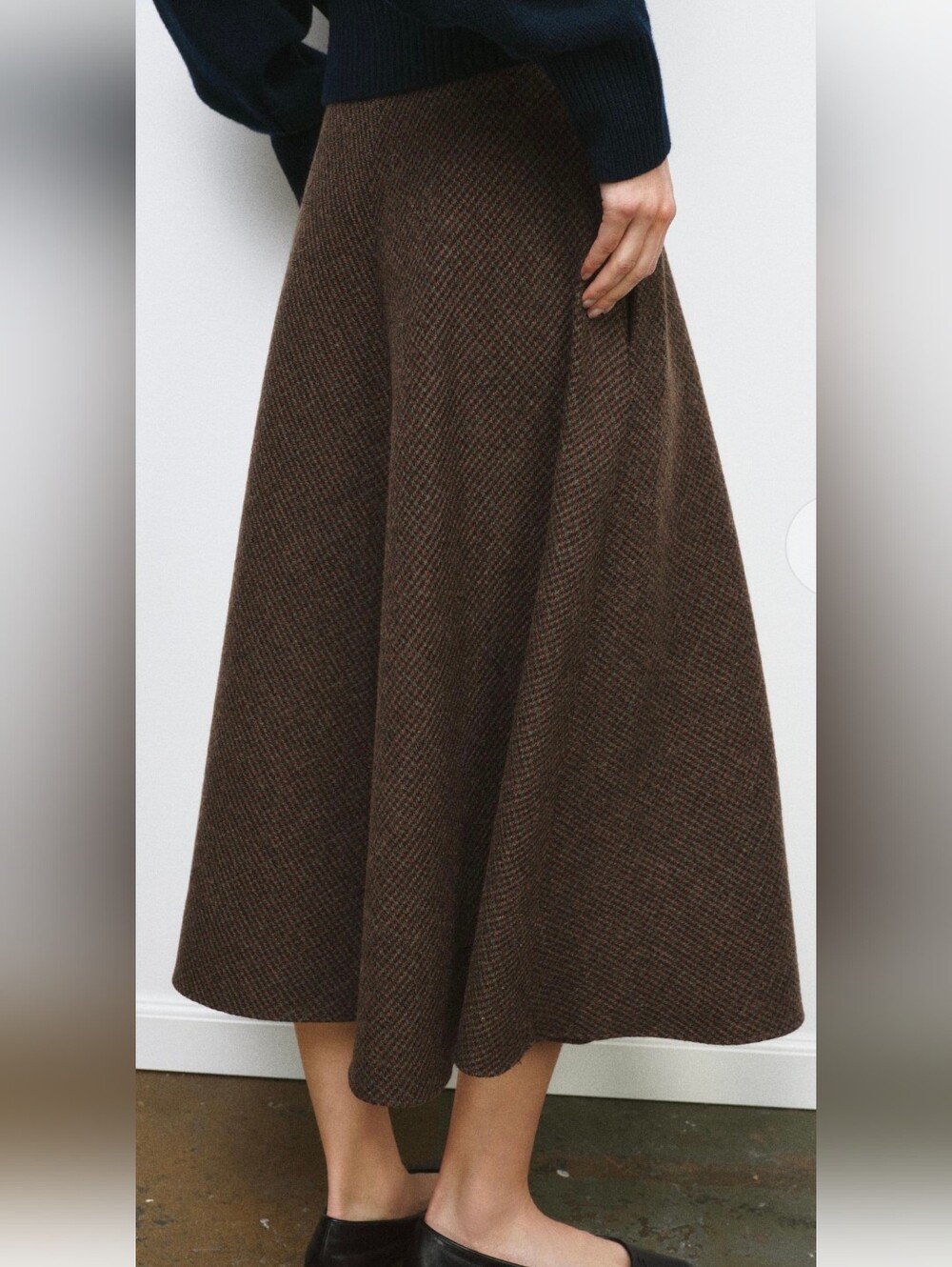 Zara WOOL BLEND CAPE SKIRT HOUNDSTOOTH (M) - Picture 4 of 7